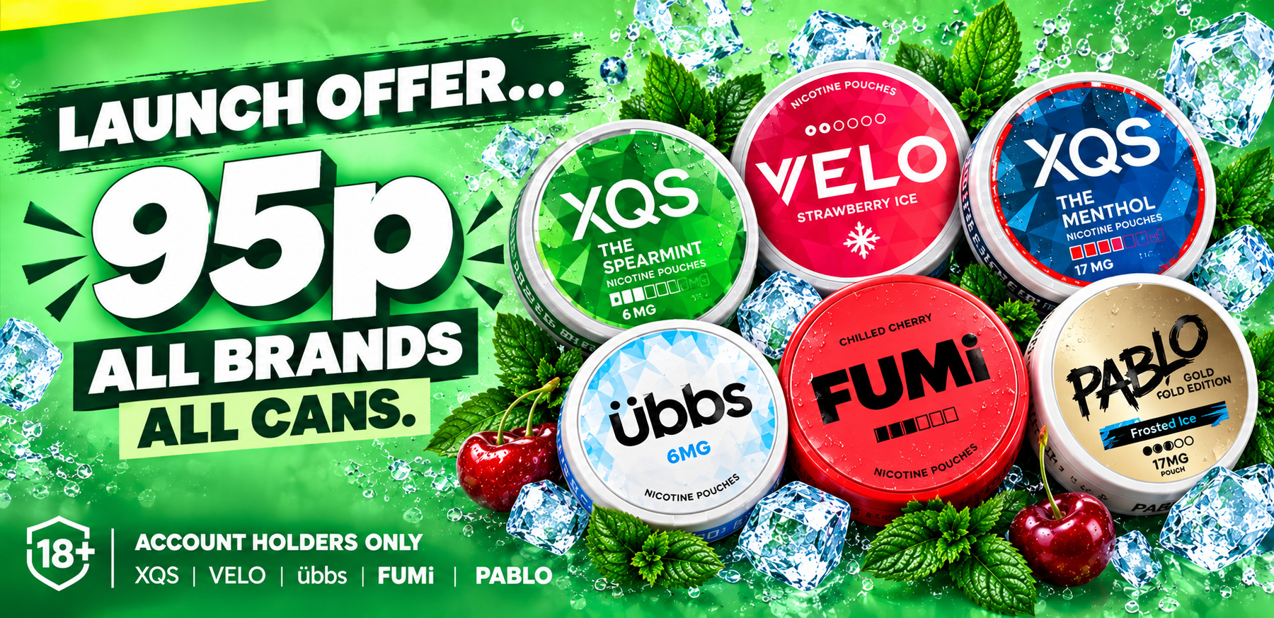 Launch offer — 95p all brands, all cans. Account holders only, 18+